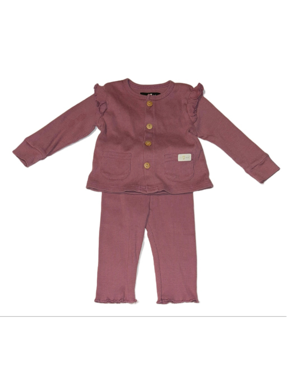 Baby 7 For All Mankind Matching Set 3-6 Months Mauve Ribbed Button-Down